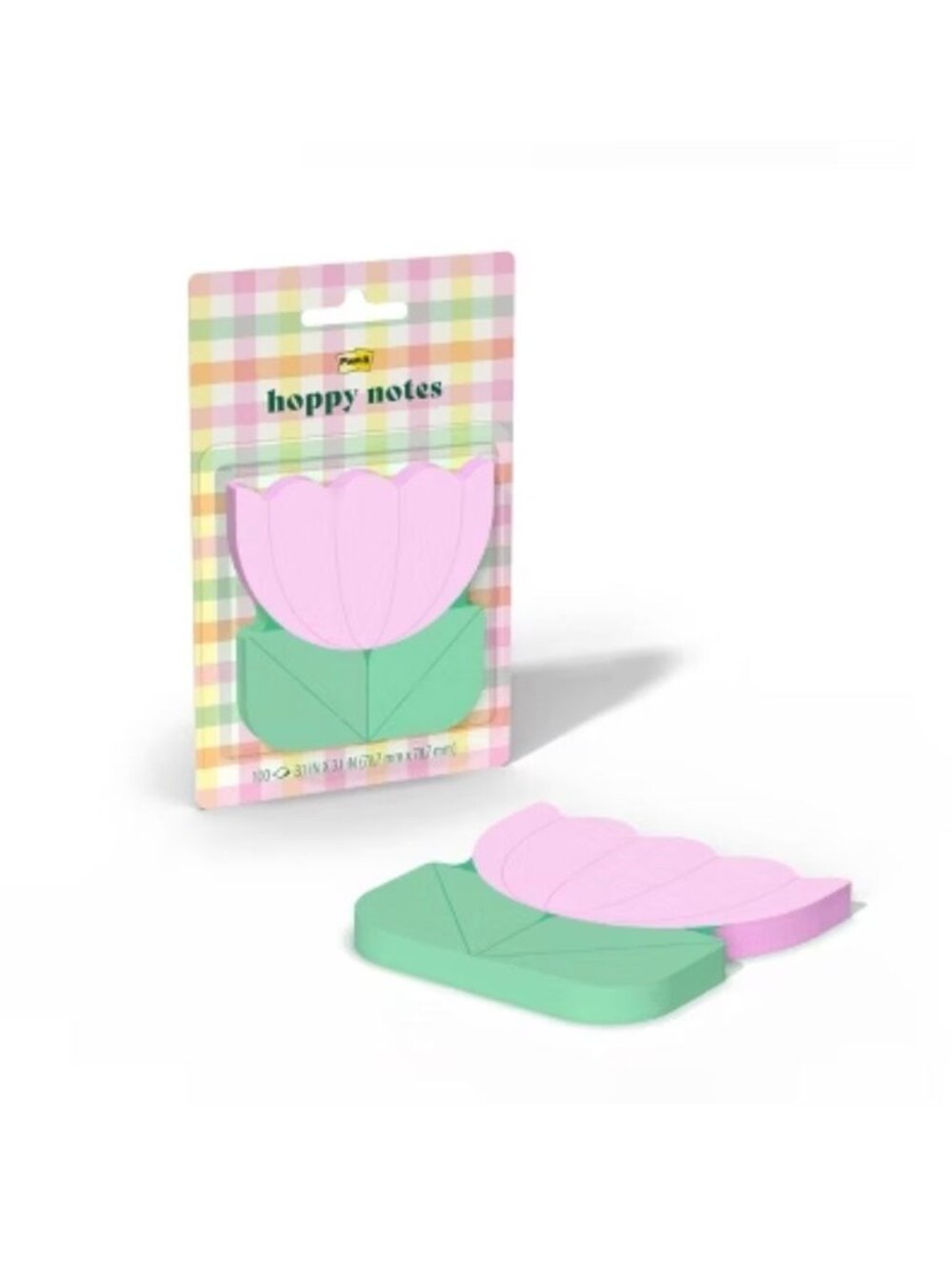 Post-it 3"x3" Hoppy Notes Pink and Green Lotus Flower Sticky Note Pad 100 Sheets